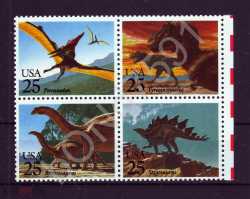 USA, Prehistoric animals, 1989, 4 stamps