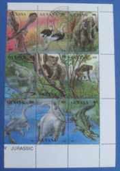 Guyana, Prehistoric animals, 1993, 9 stamps