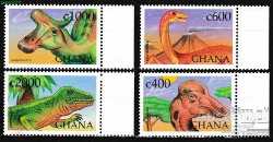 Ghana, Prehistoric animals, 1999, 4 stamps