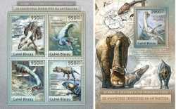 Guinea-Bissau, Prehistoric animals, 2012, 5 stamps