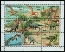 Benin, Prehistoric animals, 1998, 9 stamps