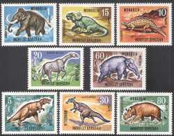 Mongolia, Prehistoric animals, 1967, 8 stamps
