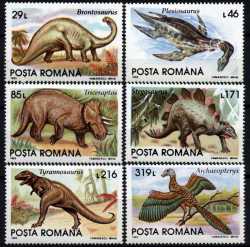 Prehistoric animals, Romania, 1993, 6 stamps