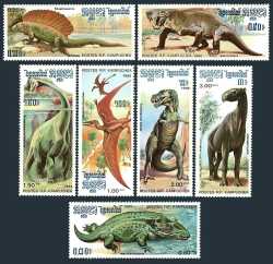 Cambodia, Prehistoric animals, 1986, 7 stamps