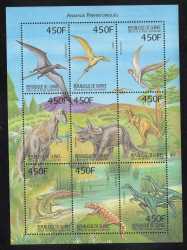 Guinea, Prehistoric animals, 1999, 9 stamps
