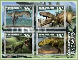 Tanzania, Prehistoric animals, 2021, 6 stamps