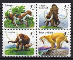 USA, Prehistoric animals, 1996, 4 stamps
