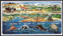 Gambia, Prehistoric animals, 1995, 12 stamps