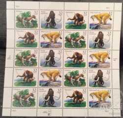 USA, Prehistoric animals, 1996, 20 stamps