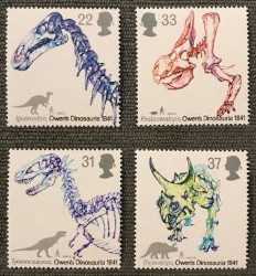 Великобритания, Доисторические животные, 1991, 4 шт.