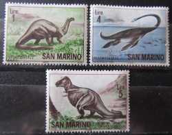 San Marino, Prehistoric animals, 1965, 3 stamps