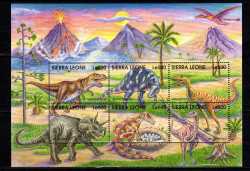 Sierra Leone, Prehistoric animals, 1998, 6 stamps
