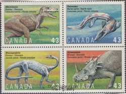 Canada, Prehistoric animals, 1993, 4 stamps