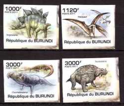 Burundi, Prehistoric animals, 2011, 4 stamps (imperf.)