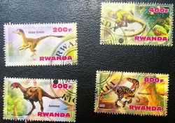 Rwanda, Prehistoric animals, 4 stamps
